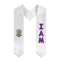 Load image into Gallery viewer, SAM Graduation Stole With Coat Of Arms - White, Purple &amp; Gold