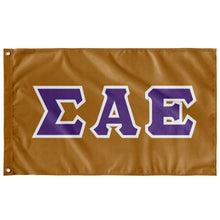 Load image into Gallery viewer, SIGMA ALPHA EPSILON GREEK BLOCK FLAG - SAE GOLD, SAE PURPLE &amp; WHITE new