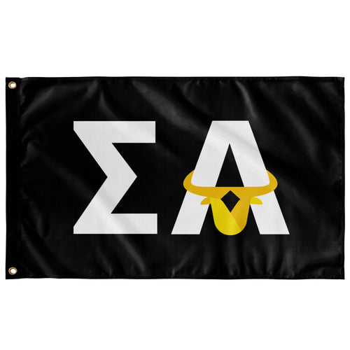 Sigma Alpha Bull Flag - Black