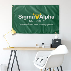 Sigma Alpha Logo With Tagline Flag - Emerald