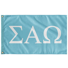 Load image into Gallery viewer, Sigma Alpha Omega Sorority Flag - Aqua &amp; White -