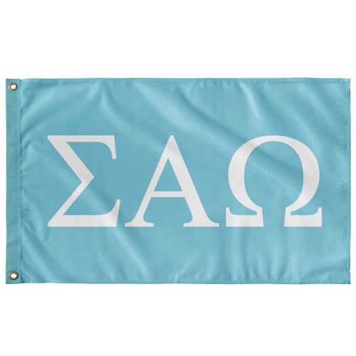 Sigma Alpha Omega Sorority Flag - Aqua & White -