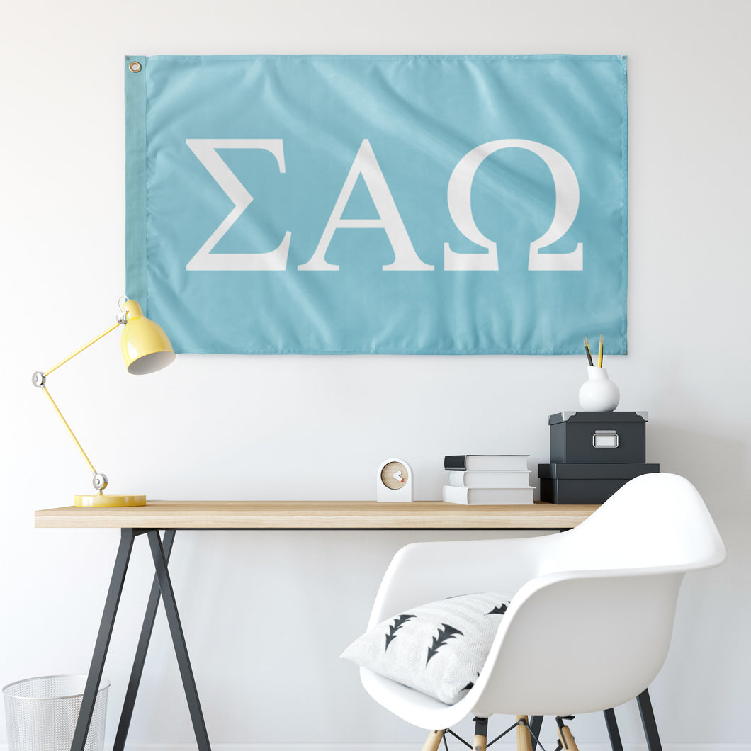 Sigma Alpha Omega Sorority Flag - Aqua & White -