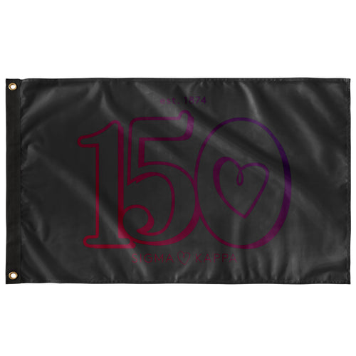 Sigma Kappa 150th Anniversary Flag - Charcoal