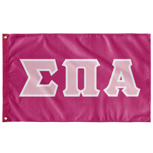 Sigma Pi Alpha Greek Block Flag - Barbie Pink, Azalea & White