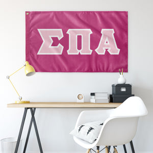 Sigma Pi Alpha Greek Block Flag - Barbie Pink, Azalea & White