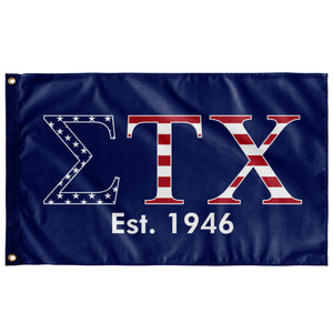 Sigma Tau Chi Est. 1946 USA Flag - Blue