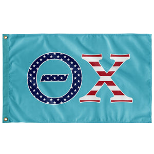 Theta Chi Custom USA Flag - Aqua
