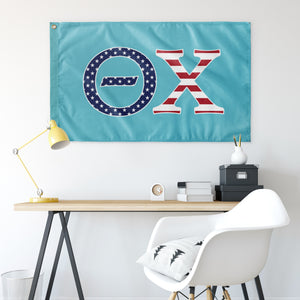 Theta Chi Custom USA Flag - Aqua