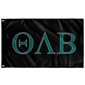 Theta Lambda Beta Fraternity Flag - Black, Teal & White