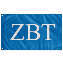 Load image into Gallery viewer, ZETA BETA TAU FRATERNITY FLAG - TURQUOISE, WHITE &amp; SILVER