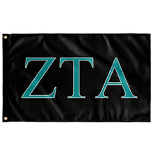 Load image into Gallery viewer, Zeta Tau Alpha Sorority Flag - Black, Teal &amp; White - updated