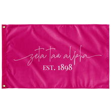 Load image into Gallery viewer, Zeta Tau Alpha Sorority Script Flag - Hot Pink &amp; White