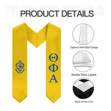 Load image into Gallery viewer, Theta Phi Alpha Graduation Stole With Crest - Goldenrod &amp; Navy