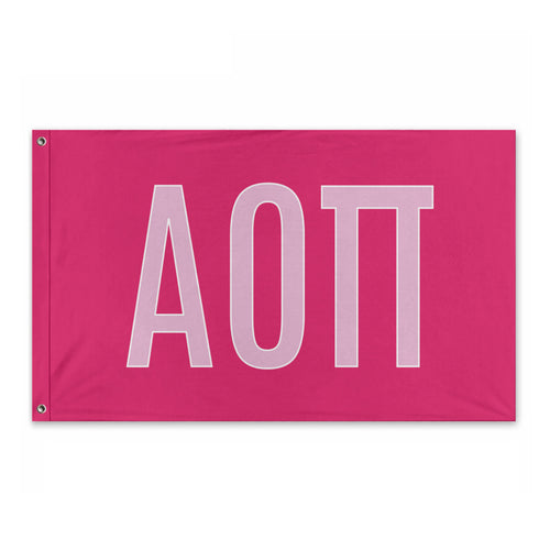 Alpha Omicron Pi Custom Sorority Letters Flag - Hot Pink, Pink & White