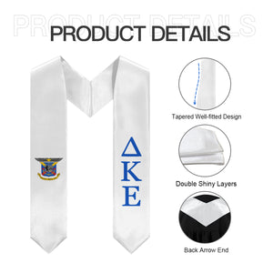 Delta Kappa Epsilon Graduation Stole With Crest - White & Blue