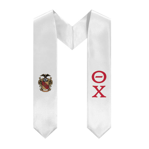 Theta Chi Graduation Stole With Crest - White, Military Red & Resolute Gold