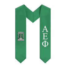 Load image into Gallery viewer, Alpha Epsilon Phi Graduation Stole With Crest - Green &amp; White