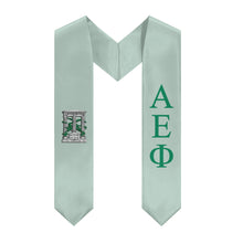 Load image into Gallery viewer, Alpha Epsilon Phi Graduation Stole With Crest - Main Green &amp; Support Green