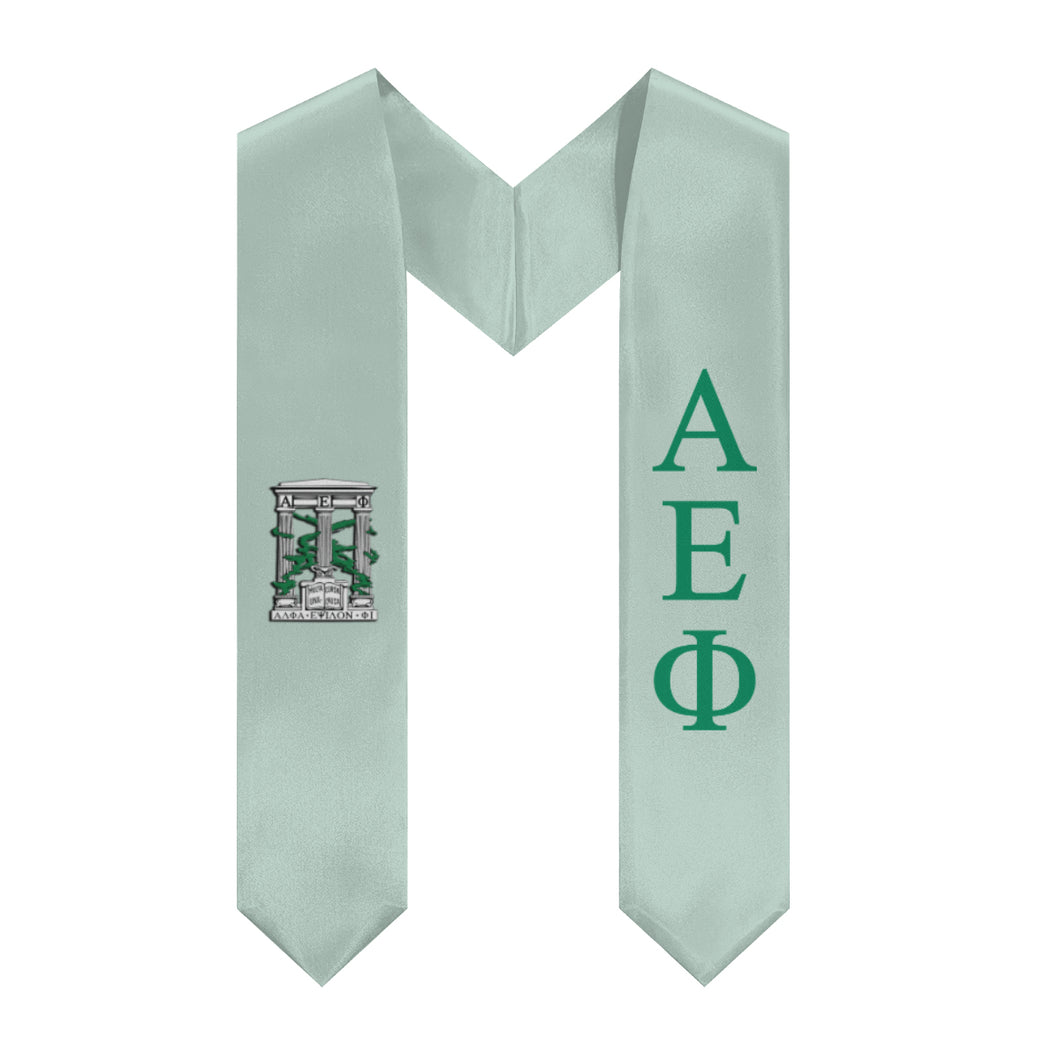 Alpha Epsilon Phi Graduation Stole With Crest - Main Green & Support Green