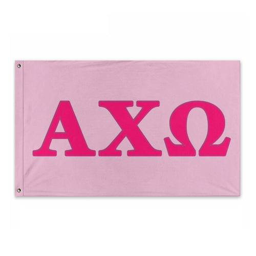 Alpha Chi Omega Wide Greek Block Flag - Light Pink, Hot Pink & Dark Pink