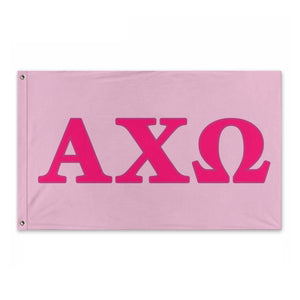 Alpha Chi Omega Wide Greek Block Flag - Light Pink, Hot Pink & Dark Pink