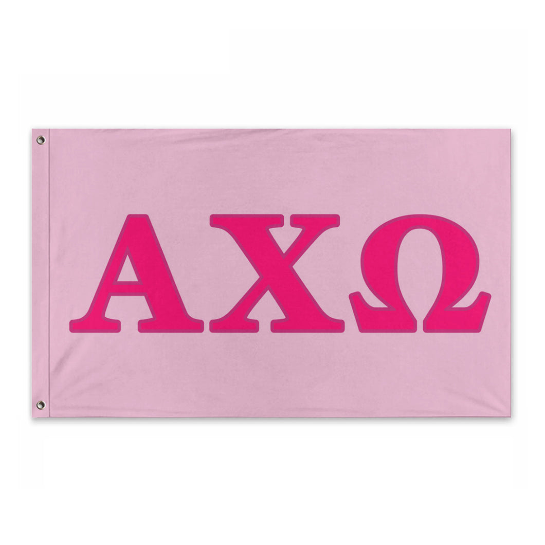 Alpha Chi Omega Wide Greek Block Flag - Light Pink, Hot Pink & Dark Pink