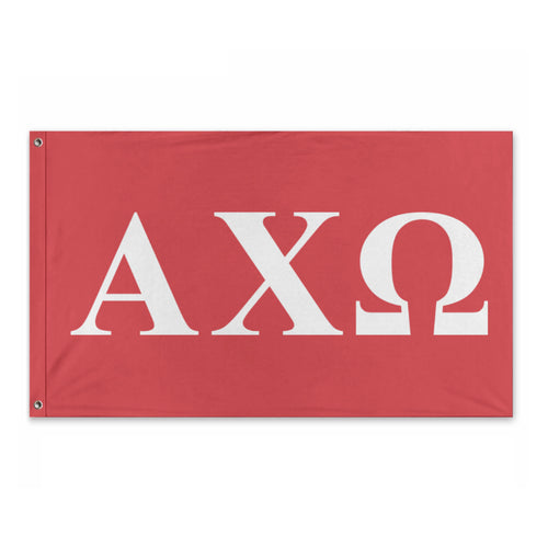 Alpha Chi Omega Bold Greek Flag - Scarlet & White