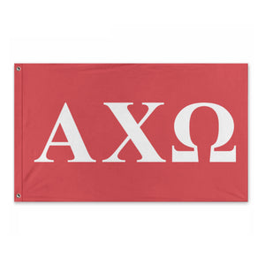 Alpha Chi Omega Bold Greek Flag - Scarlet & White