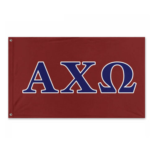 Alpha Chi Omega Wide Block Geek Flag - Custom Maroon, Navy & White