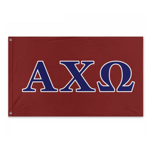 Alpha Chi Omega Wide Block Geek Flag - Custom Maroon, Navy & White