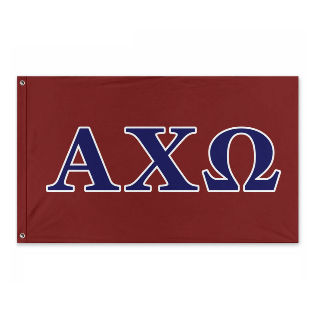 Alpha Chi Omega Wide Block Geek Flag - Custom Maroon, Navy & White