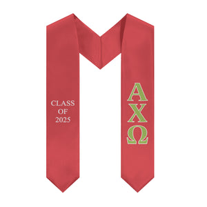 Alpha Chi Omega Class of 2025 Sorority Stole - Scarlet, Greencastle & White