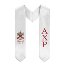 Load image into Gallery viewer, Alpha Chi Rho + Crest + Class of 2025 Graduation Stole - White &amp; Cardinal - 2