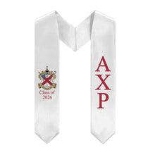 Load image into Gallery viewer, Alpha Chi Rho + Crest + Class of 2026 Graduation Stole - White &amp; Cardinal - 2