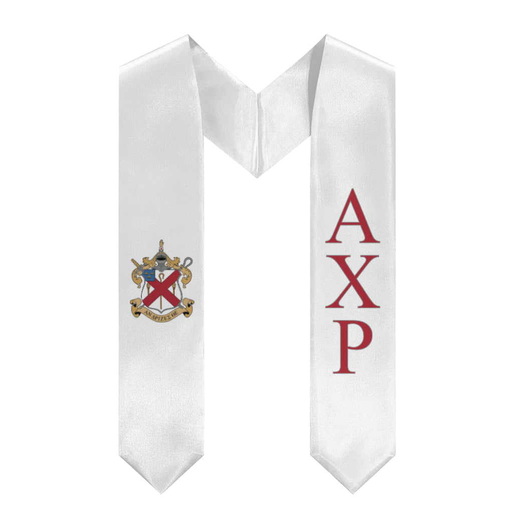 Alpha Chi Rho Graduation Stole With Crest - White, Cardinal & Silver