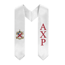 Load image into Gallery viewer, Alpha Chi Rho Graduation Stole With Crest - White &amp; Cardinal