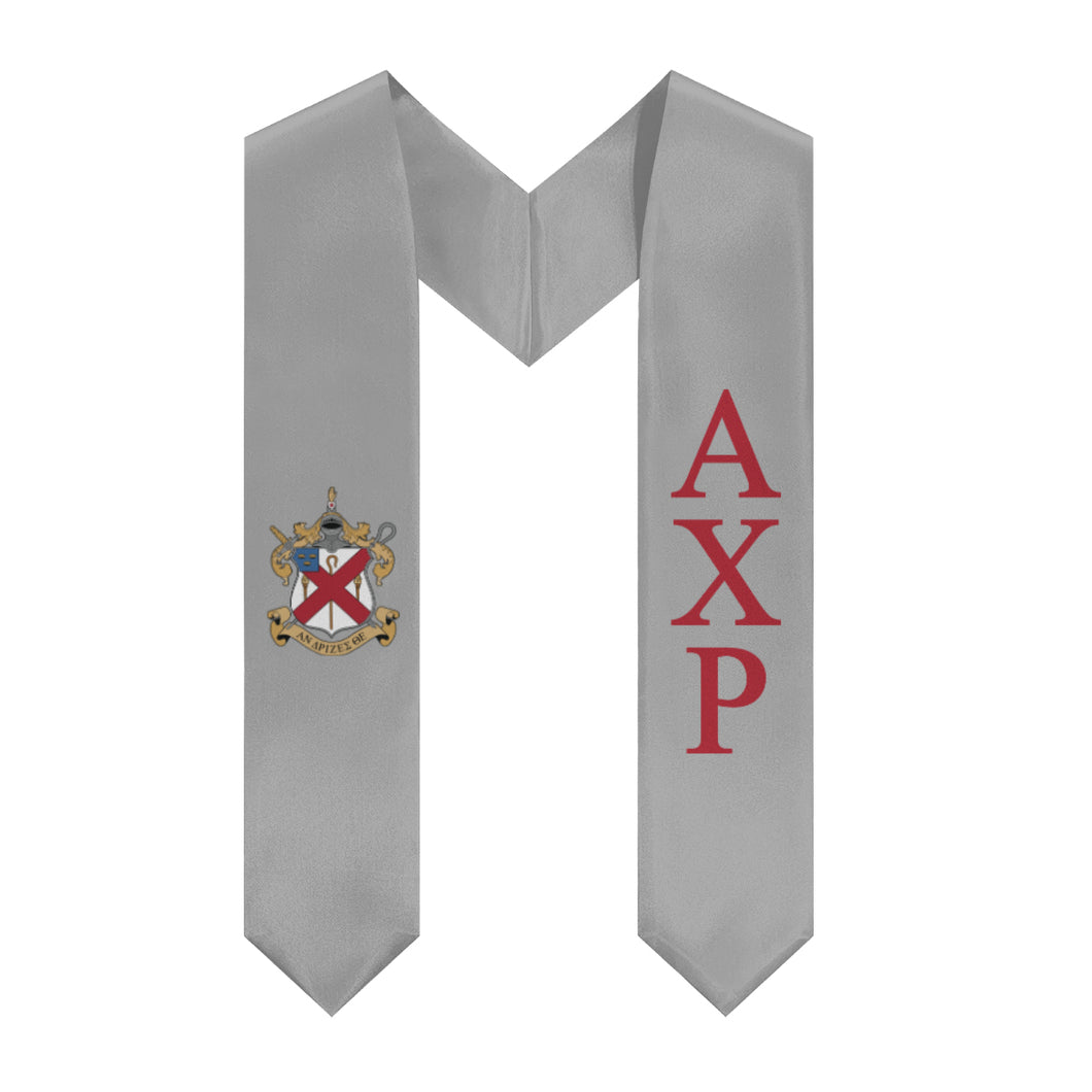 Alpha Chi Rho Graduation Stole With Crest - Silver & Cardinal