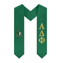 Load image into Gallery viewer, Alpha Delta Phi Graduation Stole With Crest - Green, Gold &amp; White