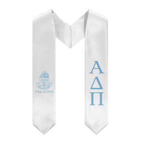 Alpha Delta Pi + Crest + Class of 2024 Graduation Stole - Adelphean Blue