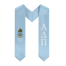 Load image into Gallery viewer, Alpha Delta Pi + Crest + Class of 2026 Graduation Stole - Light Blue &amp; White