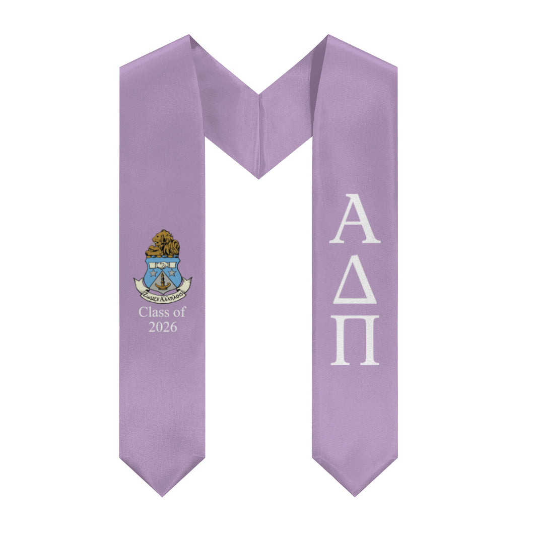 Alpha Delta Pi + Crest + Class of 2026 Graduation Stole - Woodland Violet & White