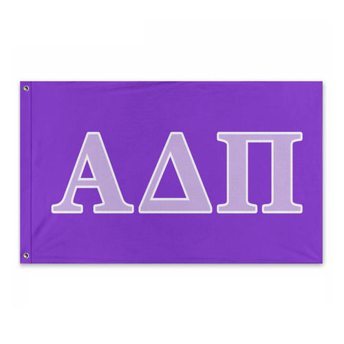 Alpha Delta Pi Wide Greek Block Flag - Periwinkle, Lavender & White