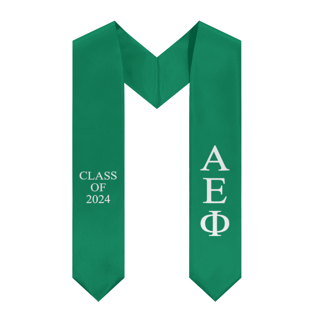 Alpha Epsilon Phi Class of 2024 Sorority Stole - Support Green & White