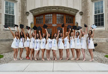 Load image into Gallery viewer, Alpha Epsilon Phi + Crest + Class of 2025 Graduation Stole - White &amp; Support Green