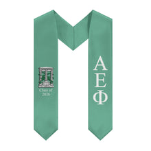 Load image into Gallery viewer, Alpha Epsilon Phi + Crest + Class of 2026 Graduation Stole - Serene Green &amp; White