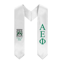 Load image into Gallery viewer, Alpha Epsilon Phi + Crest + Class of 2026 Graduation Stole - White &amp; Green