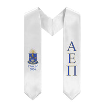 Load image into Gallery viewer, Alpha Epsilon Pi + Cofa + Class of 2026 Graduation Stole - White, Royal Blue &amp; Gold