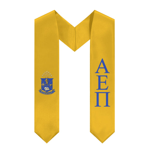 Alpha Epsilon Pi Graduation Stole With Cofa - Gold & Royal