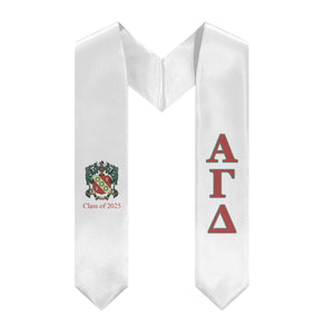 Alpha Gamma Delta 2025 Stole + Block Letters + Crest - White, Red & Green